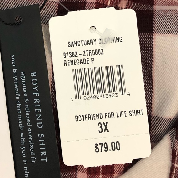 Sanctuary Boyfriend For Life Renegade Plaid Button Down Shirt. NWT! Sz S To 3X - Picture 12 of 13